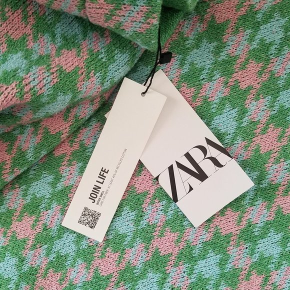 NWT HOUNDSTOOTH KNIT GREEN MINI SKIRT. - Picture 4 of 6